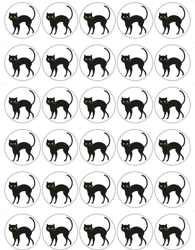 30x Halloween Black Cat Edible Wafer PRE-CUT Cupcake Toppers 🎃