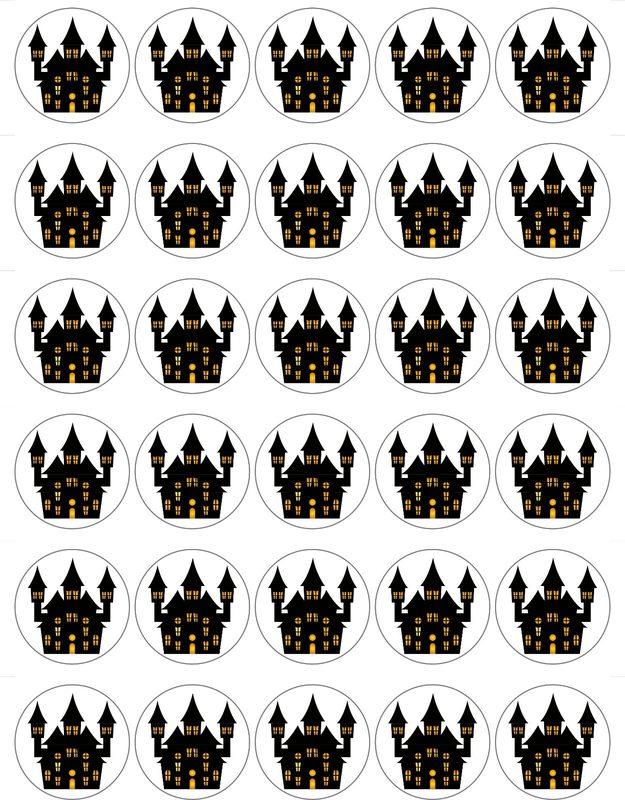 30x Halloween Haunted House Edible Wafer PRE-CUT Cupcake Toppers 🎃
