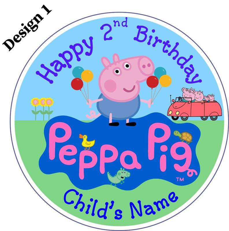 Personalised Up to 8" Peppa Pig Inspired - George Edible Cake Topper