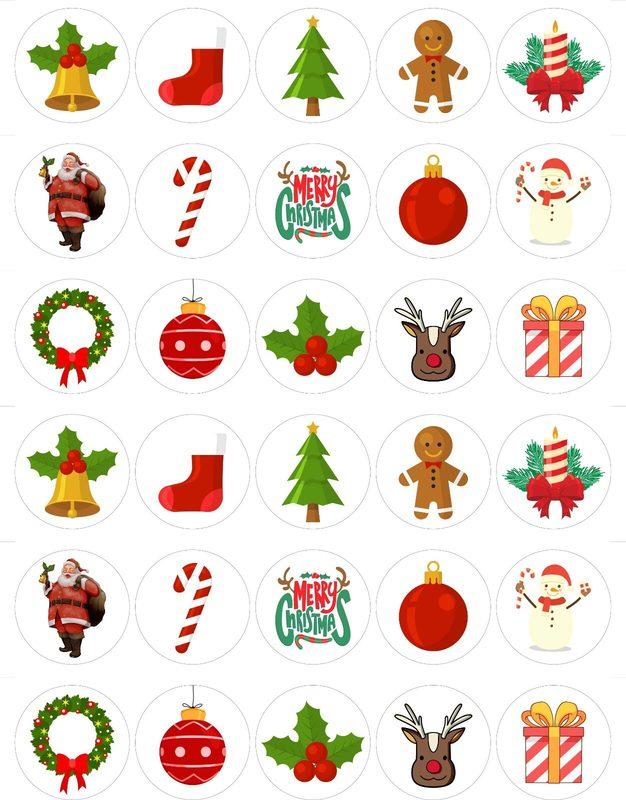 30x Christmas Edible Wafer Pre-cut Cupcake Toppers Cake Decorations 🎅