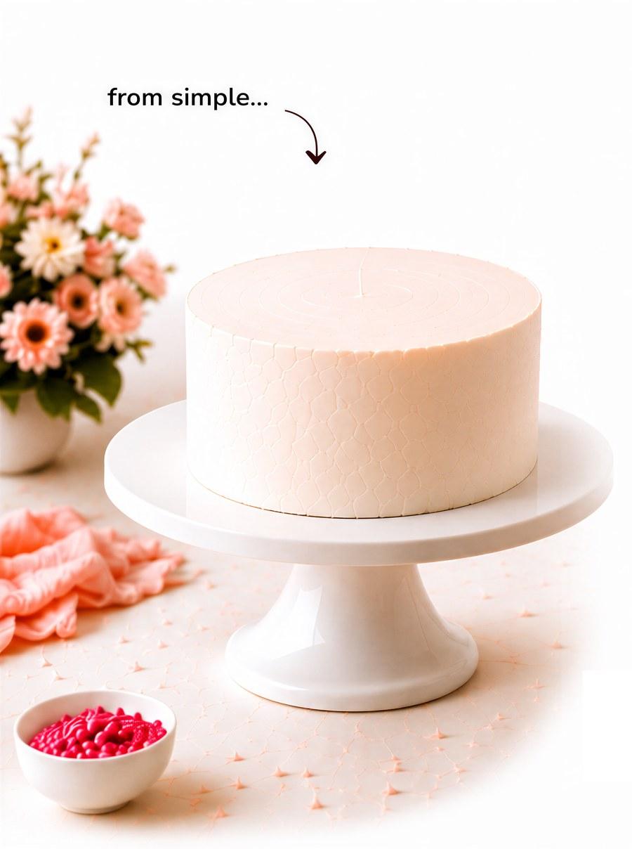 A plain, undecorated cake on a stand β from simpleβ¦