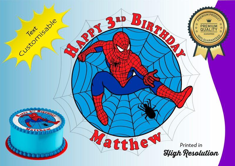 Spider-Man, Personalised, Edible, Wafer, Icing, Cake Topper, 8”, Birthday