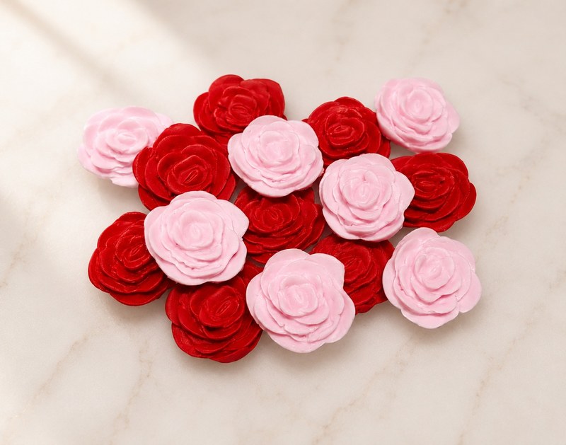 14 Edible Red & Pink Sugar Roses Cupcake Toppers Cake Decorations โ photo 1