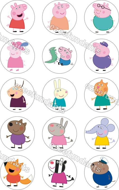 15x Peppa Pig Inspired Edible Icing/Wafer Cupcake Toppers Birthday Decorations — photo 1