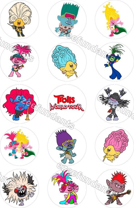 15x Trolls Inspired Edible Icing Cupcake Toppers Birthday Cake Decorations — photo 1