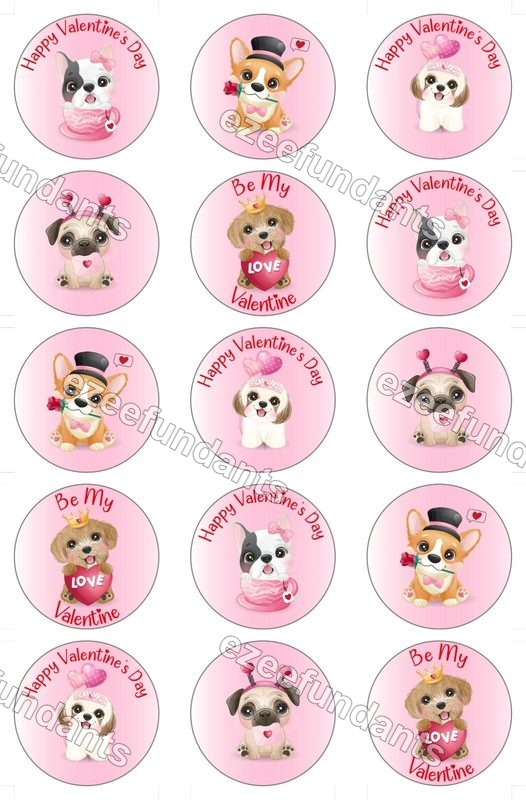 15x Valentine's Day Cute Dog Cake Cupcake Toppers Party Decorations