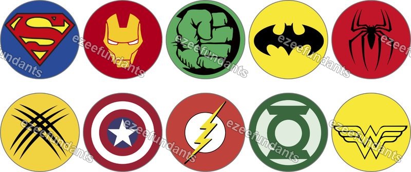 30x 1.5" Superhero Logo Inspired Edible Wafer/Icing Cake Cupcake Toppers — photo 1