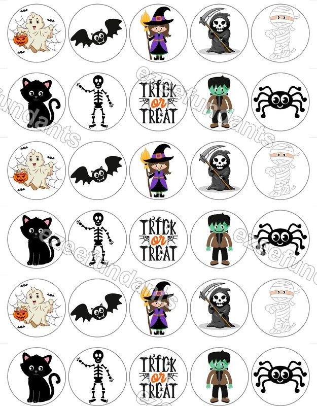 30x Halloween Edible Wafer/Icing Cupcake Toppers Cute Mix ๐ โ photo 1
