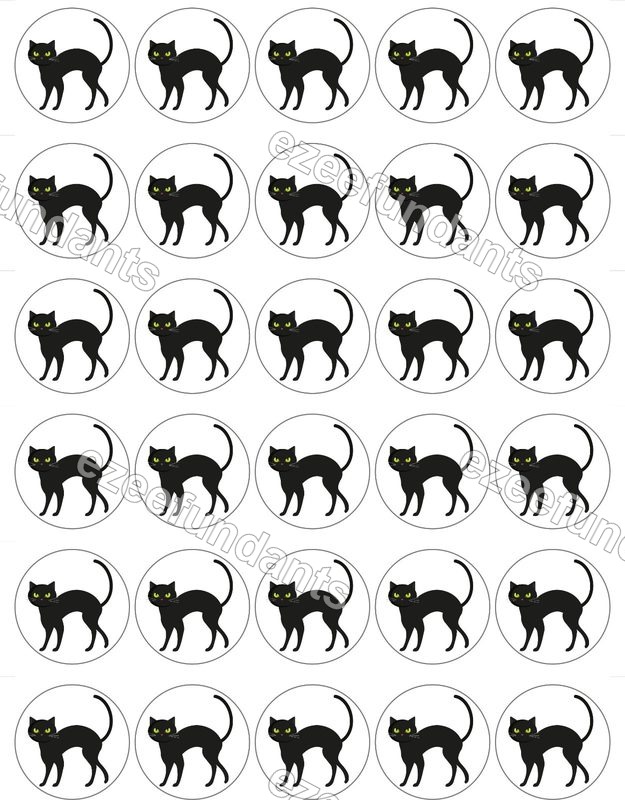 30x Halloween Black Cat Edible Wafer/Icing Cupcake Toppers ๐ โ photo 1