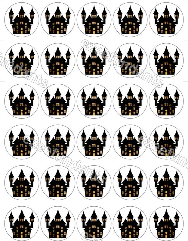 30x Halloween Haunted House Edible Wafer/Icing Cupcake Toppers ๐ โ photo 1