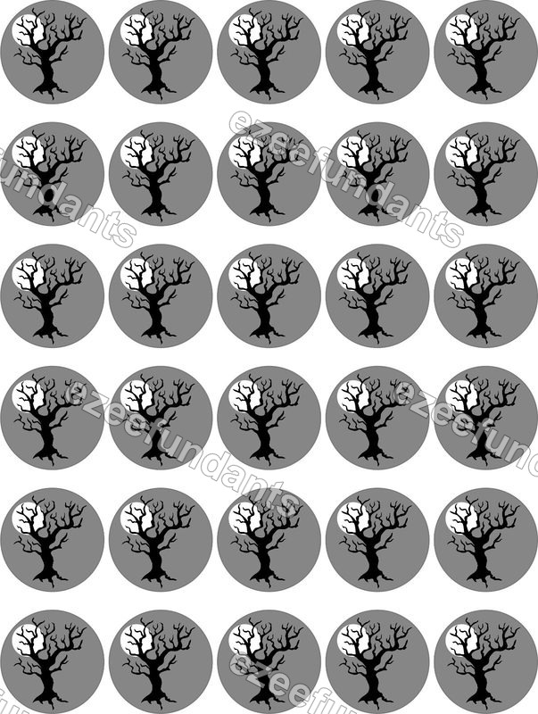 30x Halloween Tree Edible Wafer/Icing Cupcake Toppers ๐ โ photo 1
