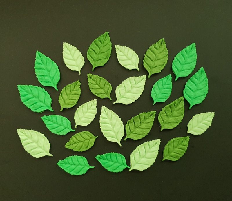 24x Sugar icing Fondant Edible Leaves Cupcake Toppers Cake Decorations — photo 1