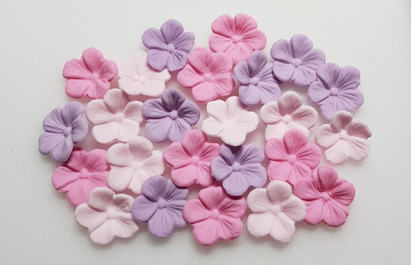 24x Blossom Flowers Sugar Icing Fondant Edible Cupcake Toppers Cake Decorations โ photo 1