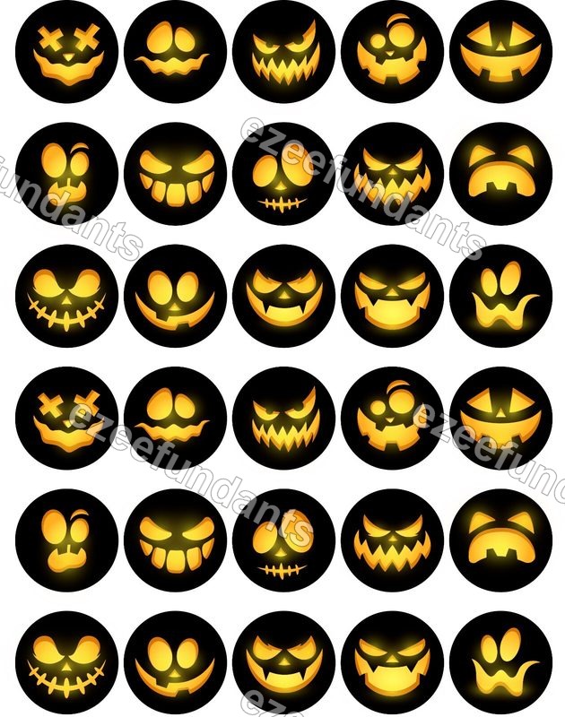 🎃30x Halloween Pumpkins Round Edible Wafer/Icing Cupcake Toppers — photo 1