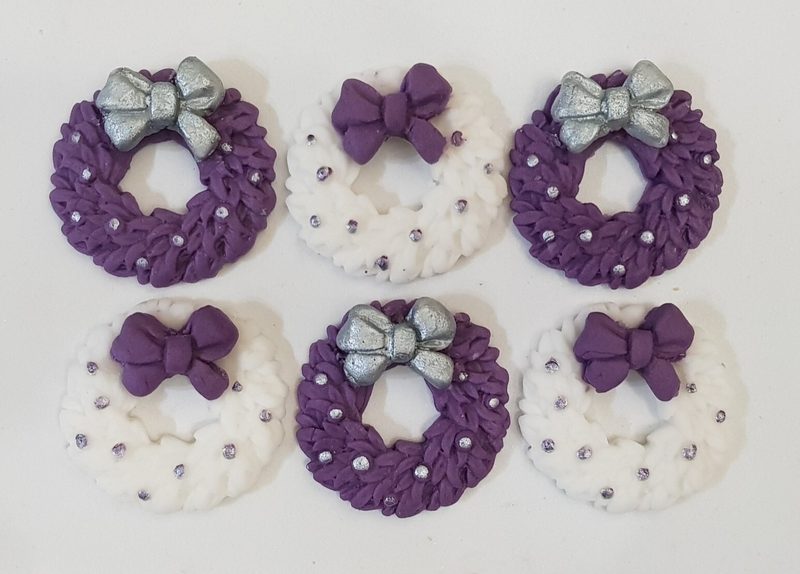 Christmas Wreath Sugar Icing Fondant Edible Cupcake Toppers Cake Decorations 🎄 — photo 1