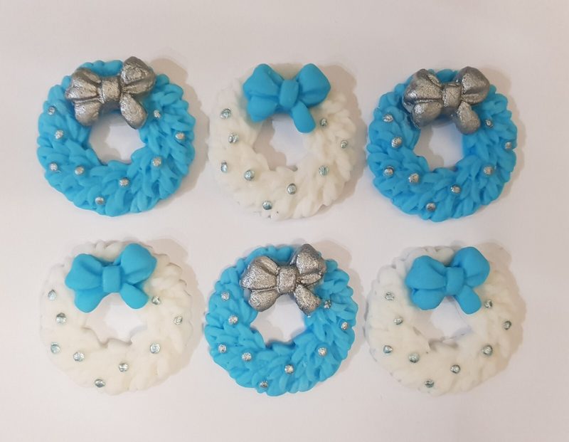 6x Christmas Wreath Sugar icing Edible Cupcake Toppers Cake Decorations 🎄 — photo 1