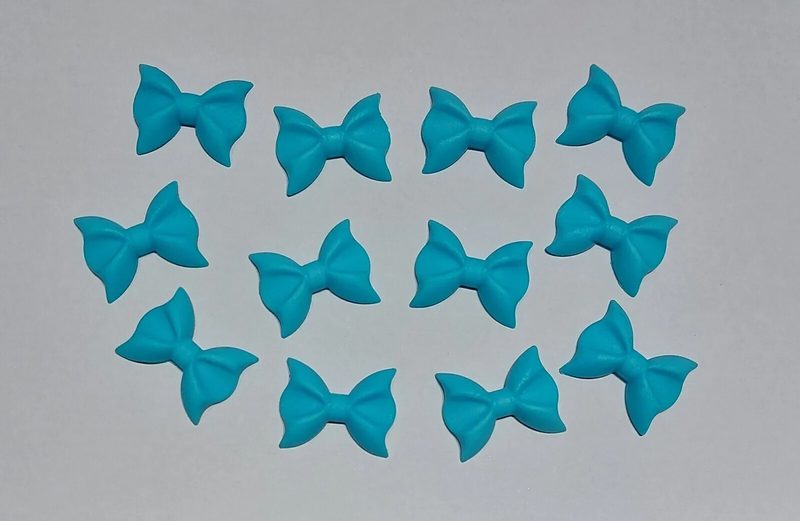 12x Edible Sugar Icing Blue Bows Cupcake Toppers Cake Decorations — photo 1