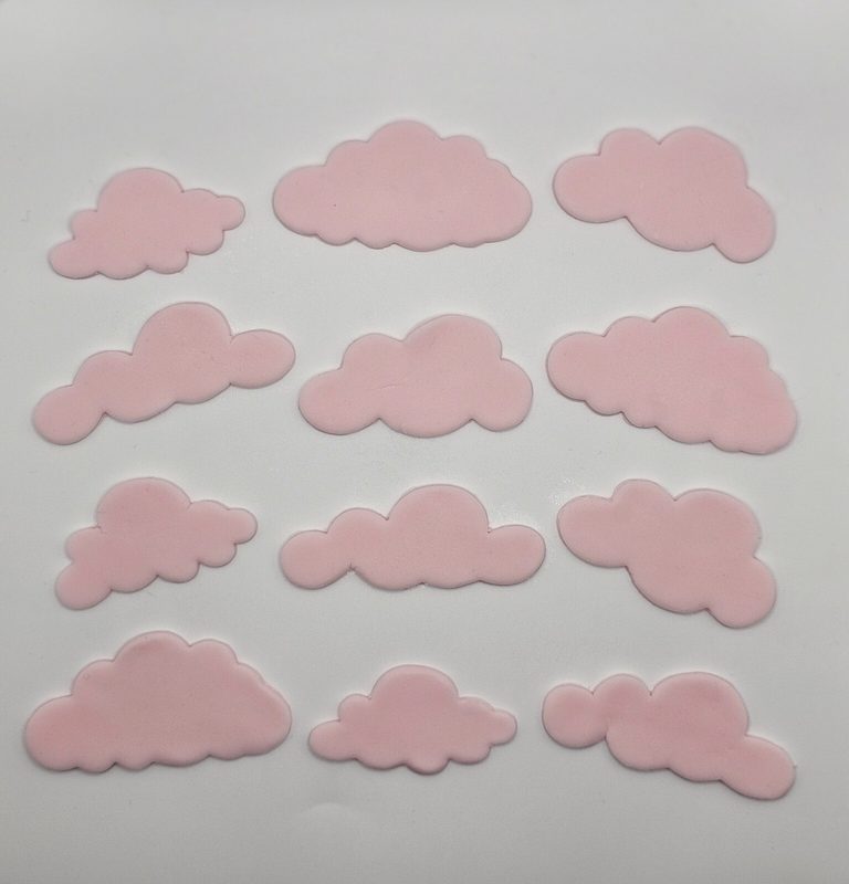 12x Pink Cloud Edible Fondant Cupcake Toppers Cake Decorations — photo 1