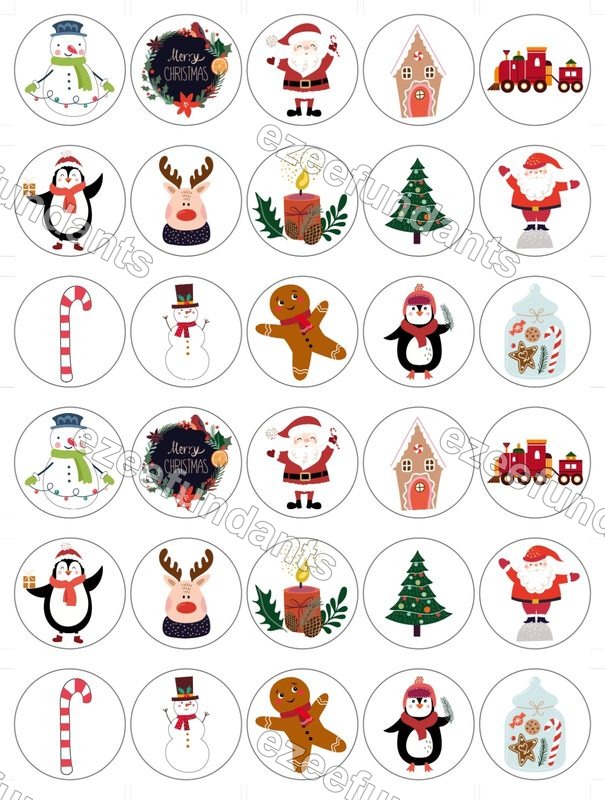30x Christmas Edible Wafer/Icing Cupcake Toppers Cake Decorations 🎄 — photo 1