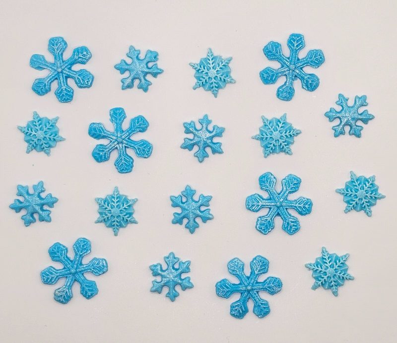 18x Edible Frozen Blue Christmas Snowflakes Fondant Cupcake Toppers 🎄 — photo 1