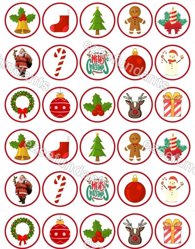 30x Christmas Edible Wafer/Icing Cupcake Toppers Cake Decorations🎄 — photo 1