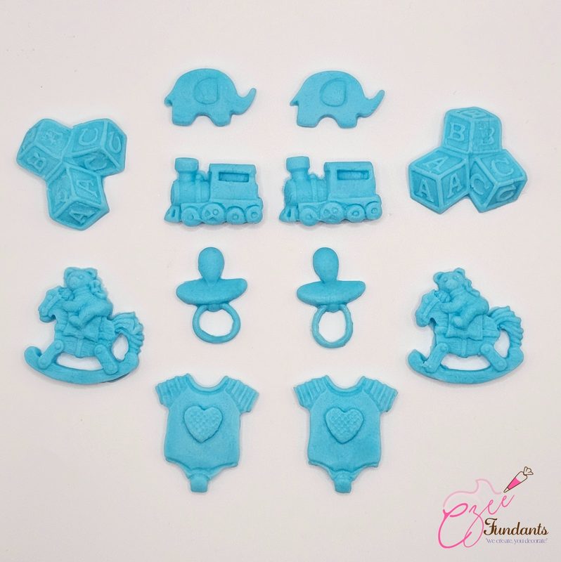12 Edible Sugar Icing Baby Shower Christening Cupcake Toppers Cake Decorations — photo 1