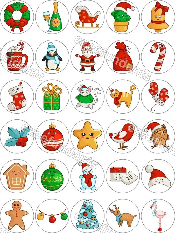 30x Christmas Cute Kawaii Edible Wafer Icing Cupcake Toppers Cake Decorations 🎅 — photo 1