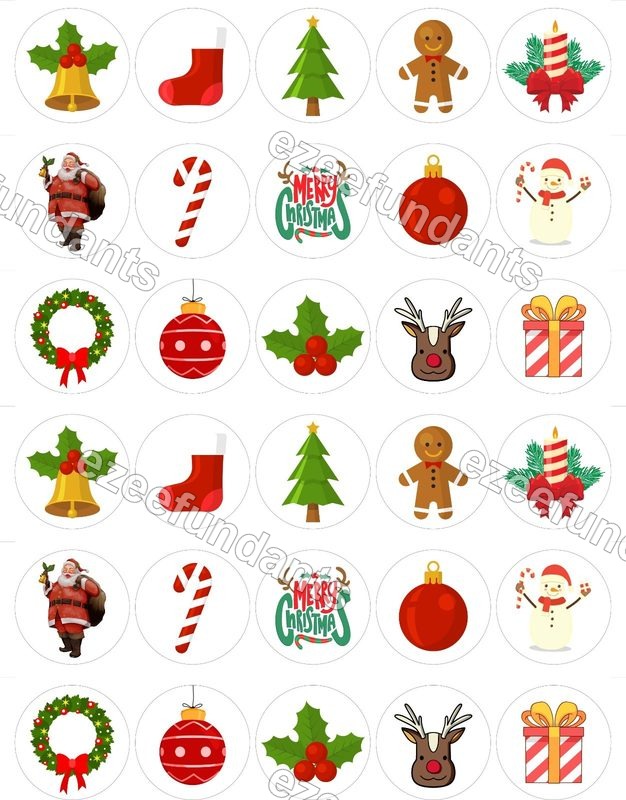 30x Christmas Edible Wafer/Icing Cupcake Toppers Cake Decorations 🎄 — photo 1