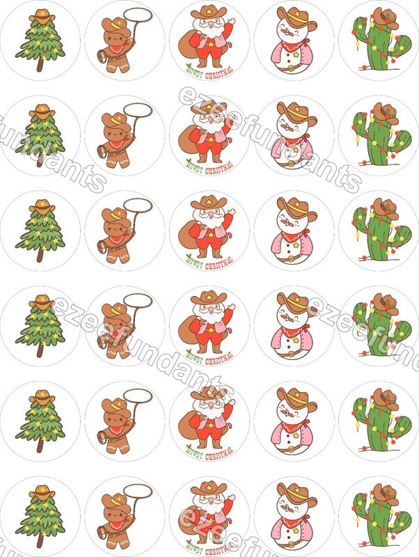 30x Howdy Cute Cowboy Christmas Edible Cupcake Toppers Wafer/Icing Decorations🎄 — photo 1