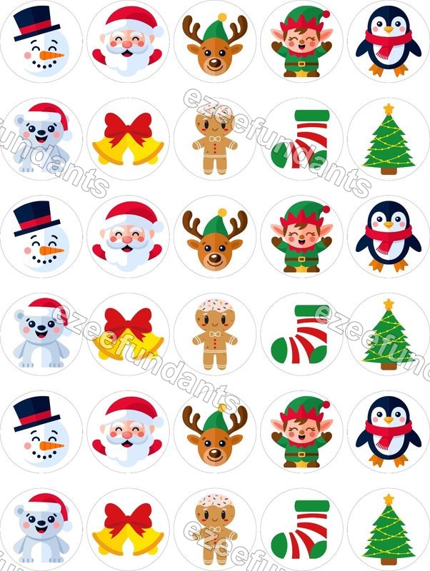 30x Christmas Edible Wafer/Icing Cupcake Toppers Cake Decorations 🎄 — photo 1