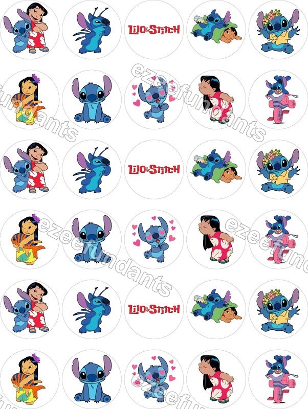30x Lilo And Stitch Edible Pre-cut Wafer/Icing Cupcake Toppers Fairy Cakes — photo 1