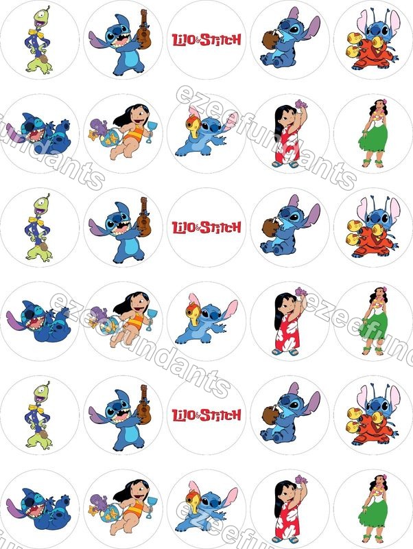 30x Lilo And Stitch Edible Pre-cut Wafer/Icing Cupcake Toppers Fairy Cakes — photo 1