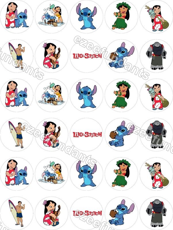 30x Lilo And Stitch Edible Pre-cut Wafer/Icing Cupcake Toppers Fairy Cakes — photo 1