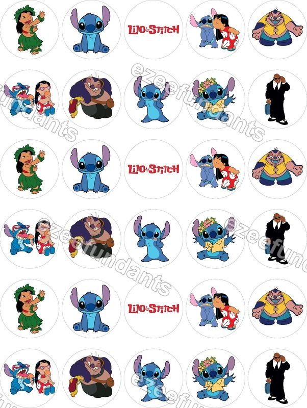 30x Lilo And Stitch Edible Pre-cut Wafer/Icing Cupcake Toppers Fairy Cakes — photo 1