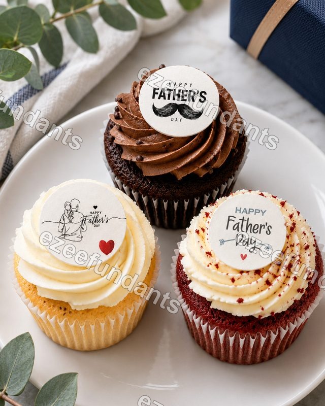30x Fathers Day Edible Wafer Icing Cupcake Toppers Cake Decorations — photo 1