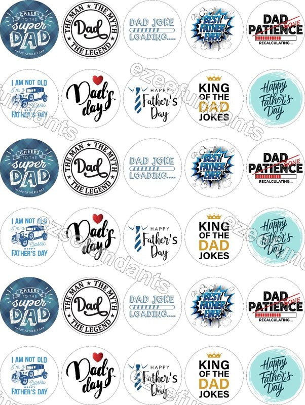 30x Father's Day Humour Cupcake Toppers Edible Wafer/Icing Cake Toppers — photo 1