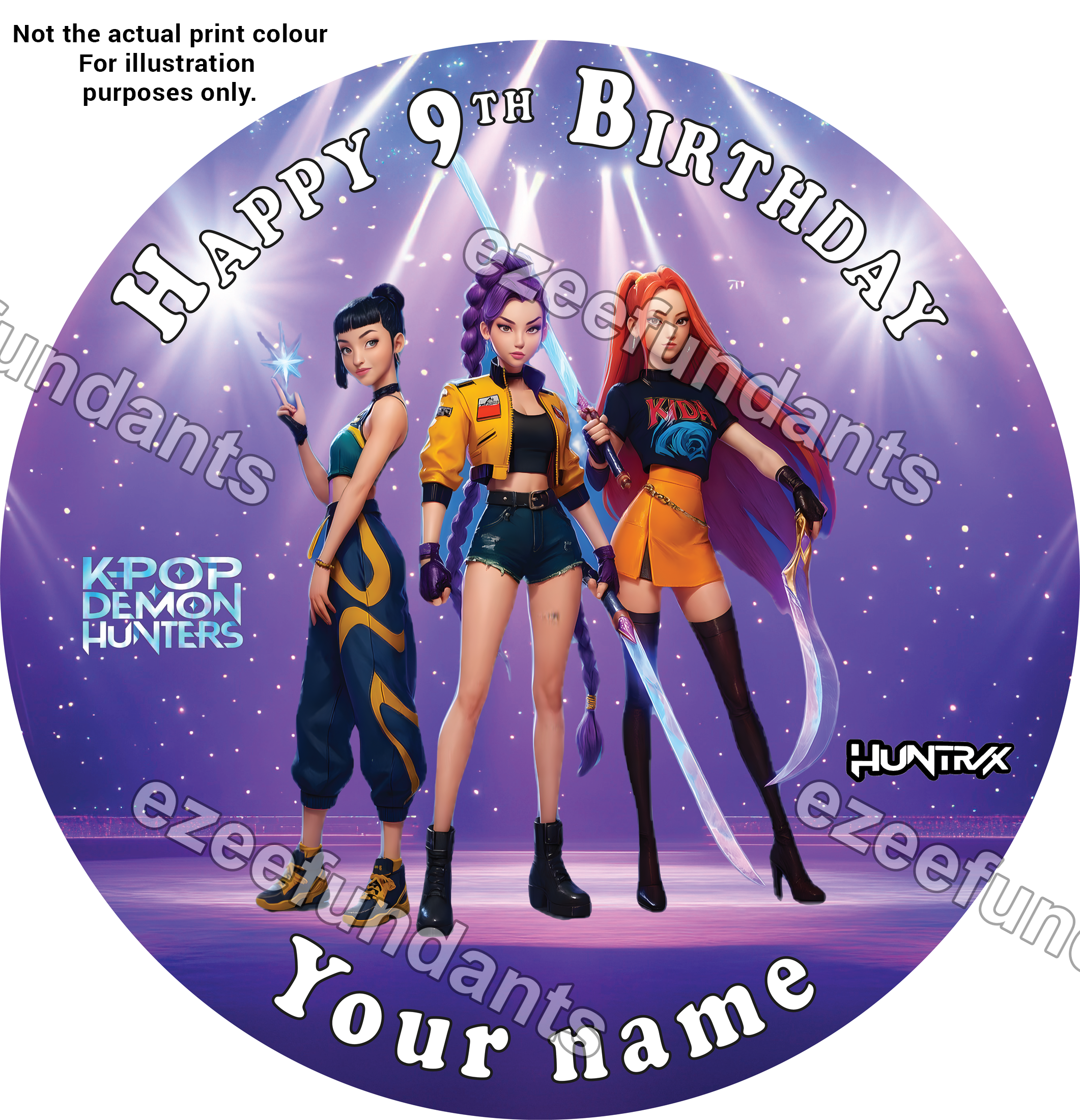 KPop Demon Hunters Inspired Personalised Edible Wafer Icing Cake Topper Birthday — photo 1
