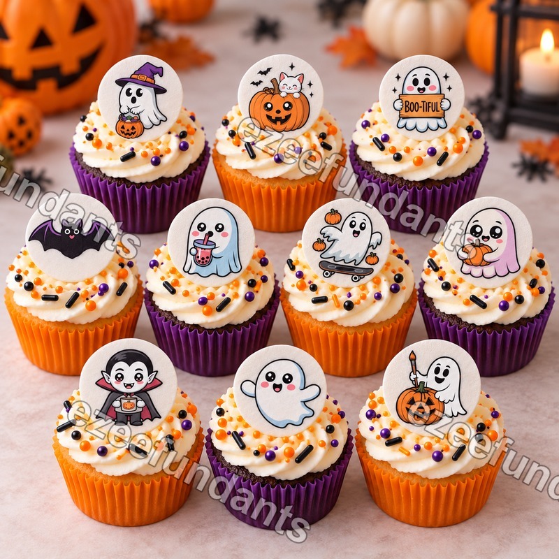 30x Cute Halloween Edible Cupcake Toppers Wafer/Icing — photo 1